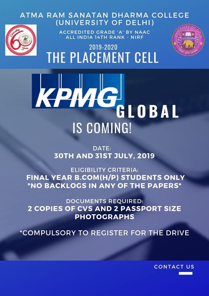 Placement Drive By KPMG Global – Atma Ram Sanatan Dharma College