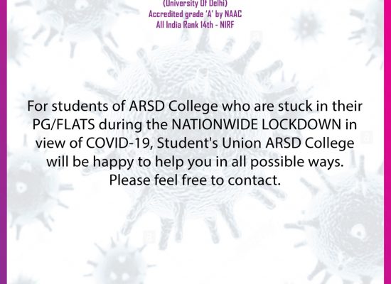 Help Desk for Students of ARSD College Stuck in PGs/FLATs in Delhi