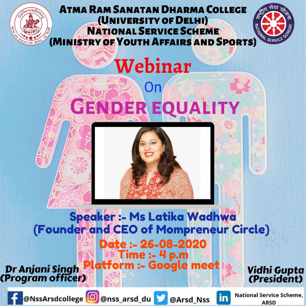 Webinar On “Gender Equality” – Atma Ram Sanatan Dharma College