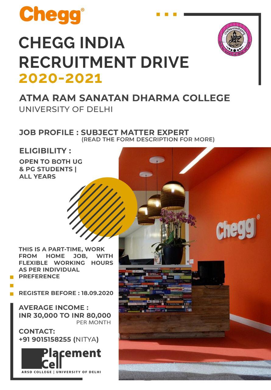 Recruitment Drive By Chegg India Pvt. Ltd. – Atma Ram Sanatan Dharma ...