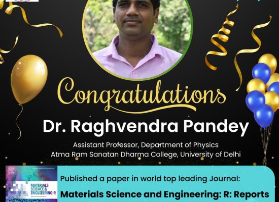 Dr. Raghvendra Pandey has published a paper in world top leading journal with impact factor 31.6