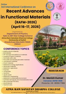 3rd International Conference on “Recent Advances in Functional Materials (RAFM-2026)”